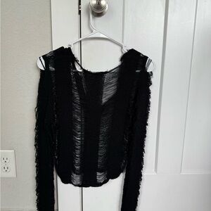 SHEIN Black Asymmetrical Cut Out Blouse